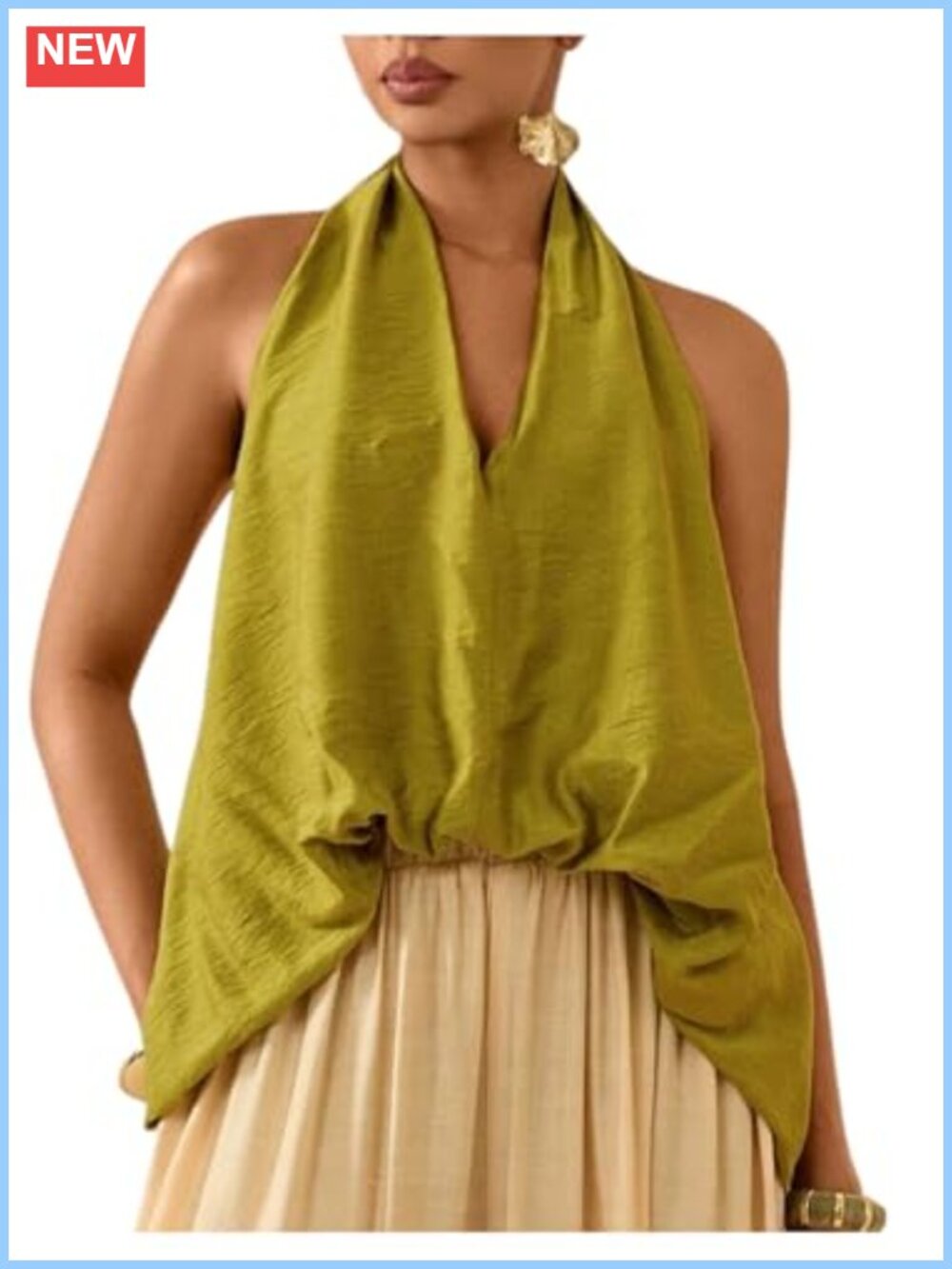 Ruffle Halter Open Back Sleeveless Asymmetrical Going Out Top Summer
